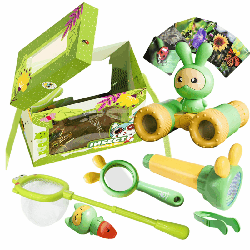 Rirool 31 Pcs Bug Catcher Kit for Kids, Outdoor Explorer Toys with Binoculars, Magnifying Glass & Insect Box, STEM Educational Camping Gift for Boys Girls Ages 3+