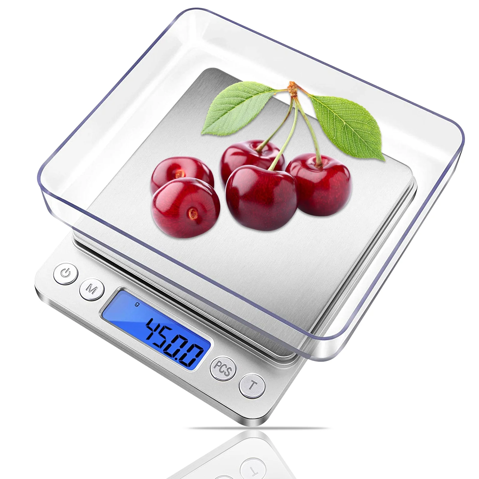 Small Kitchen Scale 500g/0.01g, Stainless Steel Food Gram Scale, High Accuracy Digital Cooking Scale, Mini Pocket Scale with LCD Display Function (Silver)