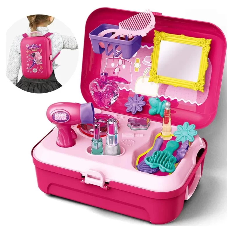 Girls Beauty Salon Set Toys, Pretend Play Doll Hair Stylist Toy Kit with Hairdryer, Kids Fashion Cutting Makeup Party, Girls Princess Birthday Gift