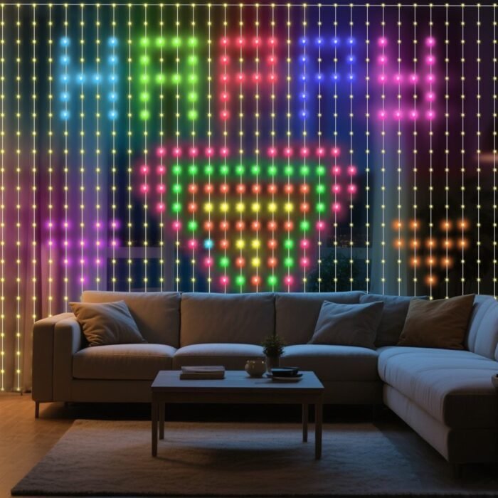 Smart LED Curtain Lights, 400 LED 6.6x6.6ft RGB Color Changing with App/Remote Control, Music Sync for Bedroom, Wedding, Party Backdrop Décor - Image 2
