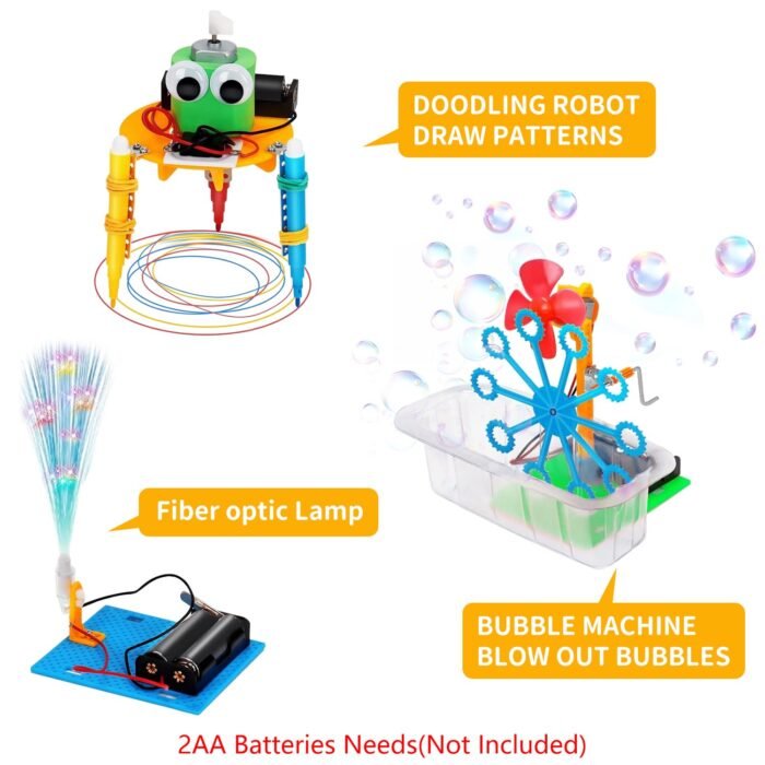 Rirool STEM Robotics Kit 6-in-1, Science Experiments for Kids Ages 6-12 Year Old, Building Toys with Reptile Robot, Balance Car, Bubble Machine, Gift for Boys & Girls - Image 2