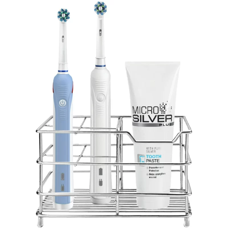 Stainless Steel Toothbrush and Toothpaste Holder for Bathroom, Sturdy and Hygienic, Drain and Rust Prevention, Silver