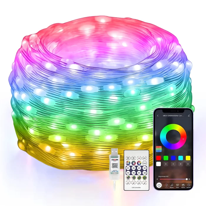 200LED Smart Fairy Lights, 66ft RGB Color Changing String Lights with APP & Remote, IP65 Waterproof USB Lights for Christmas, Wedding, Party Indoor Outdoor