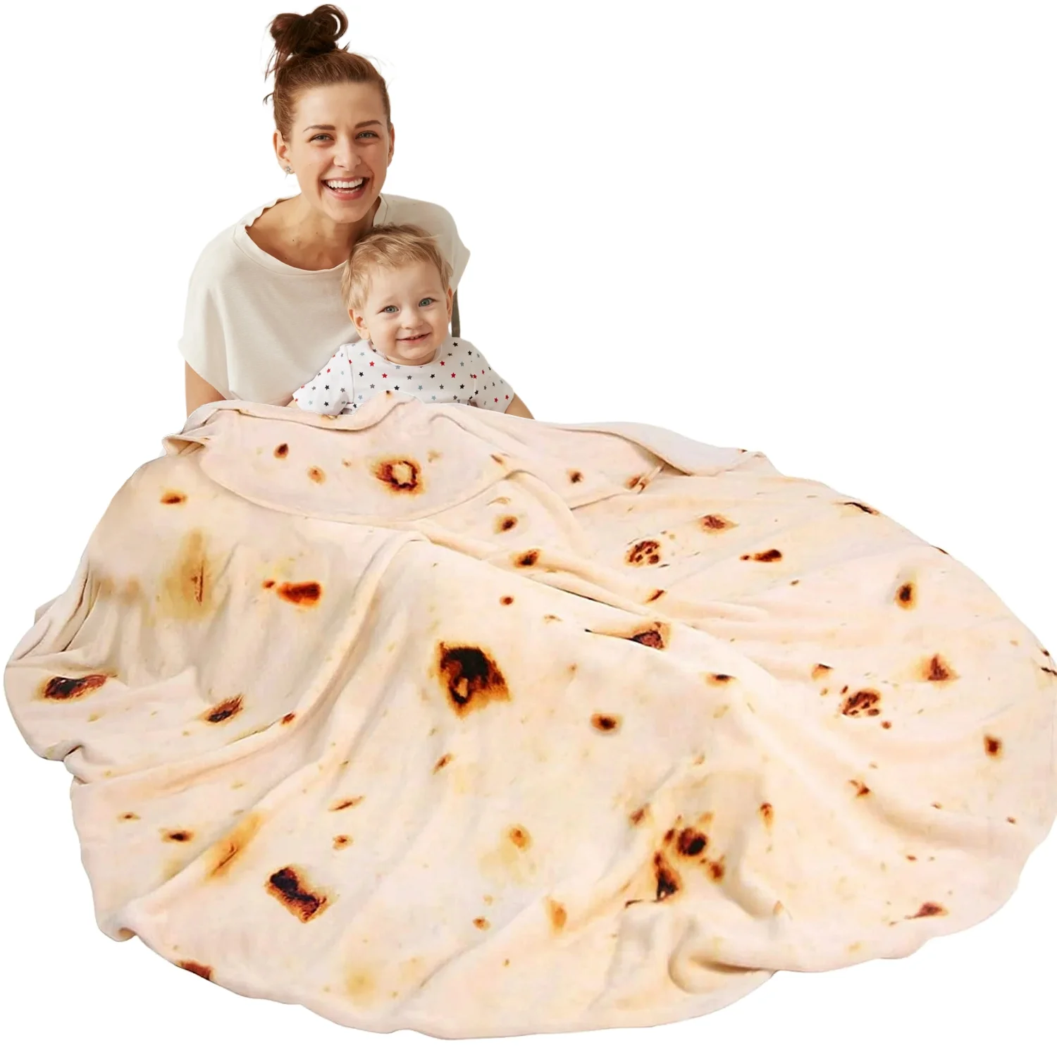 Rirool Tortilla Blanket - 71" Giant Taco Fleece Throw, Double-Sided Flannel, Funny Gift for Adults/Kids, Christmas & White Elephant (Machine Washable)