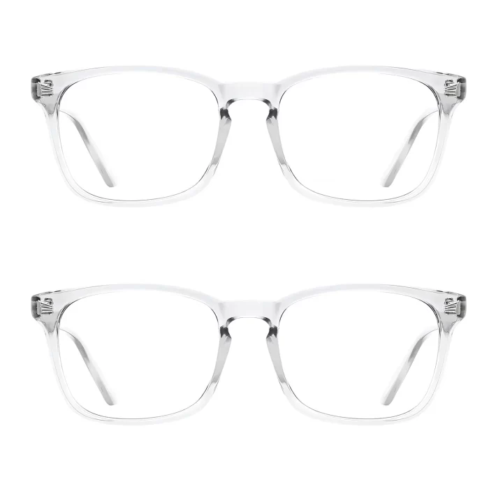 Rirool 2 Pack Blue Light Blocking Glasses - Computer Reading/Gaming/TV/Phones Glasses for Women Men - Anti Eyestrain & UV Glare Protection - White