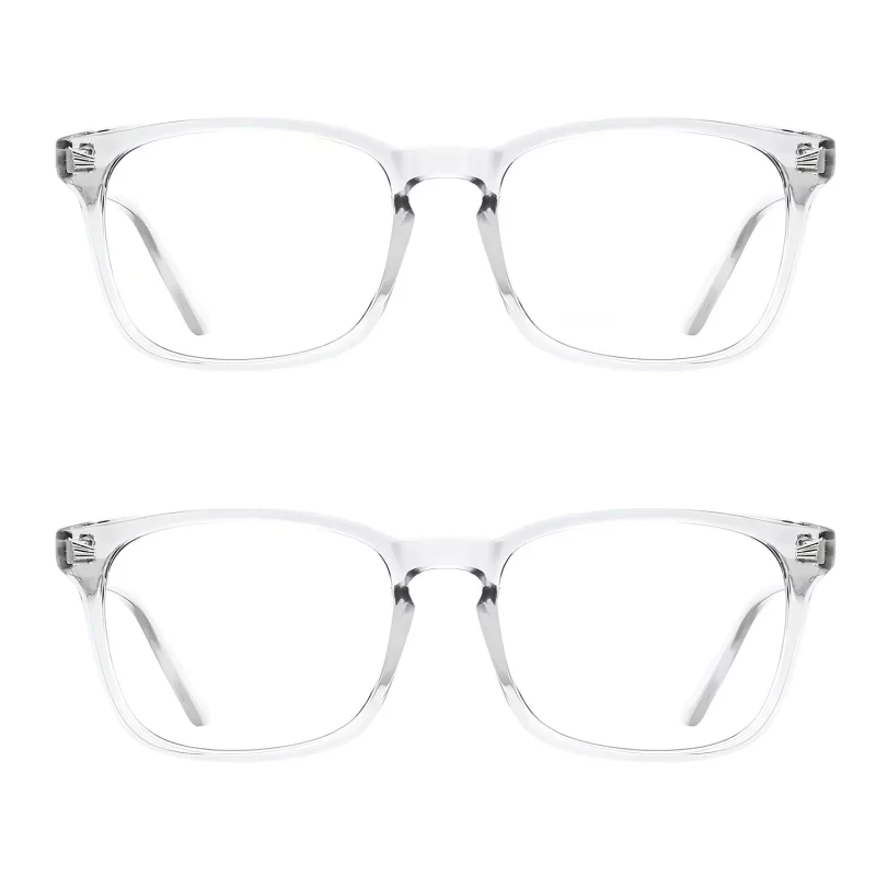 Rirool 2 Pack Blue Light Blocking Glasses - Computer Reading/Gaming/TV/Phones Glasses for Women Men - Anti Eyestrain & UV Glare Protection - White