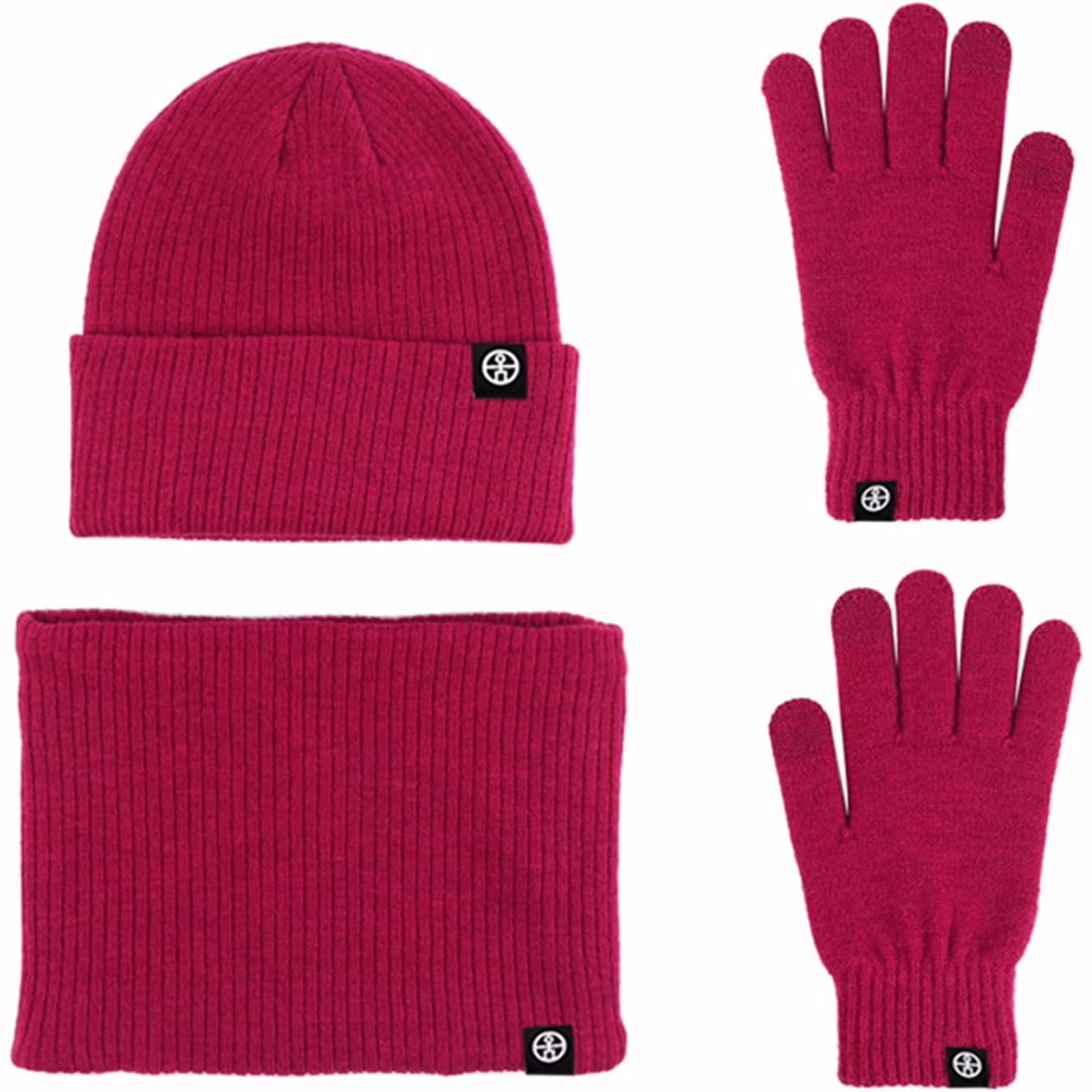 Rirool Winter 3 in 1 Scarf Hat Glove Set for Men Women, Knitted Beanie Hat, Touch Screen Gloves, Fleece Lined Neck Warmer for Cold Weather