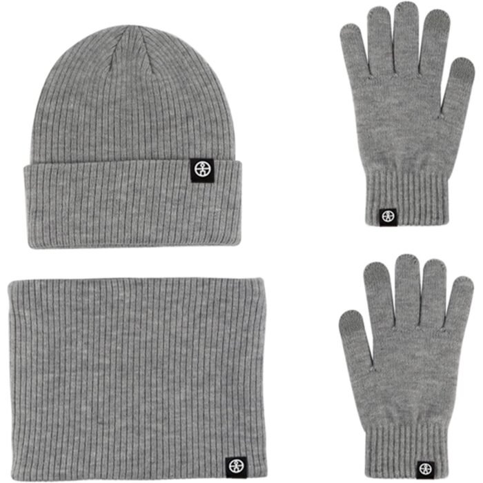 Rirool Winter 3 in 1 Scarf Hat Glove Set for Men Women, Knitted Beanie Hat, Touch Screen Gloves, Fleece Lined Neck Warmer for Cold Weather