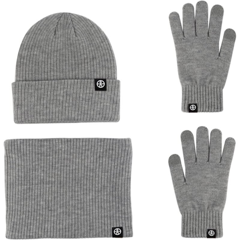 Rirool Winter 3 in 1 Scarf Hat Glove Set for Men Women, Knitted Beanie Hat, Touch Screen Gloves, Fleece Lined Neck Warmer for Cold Weather