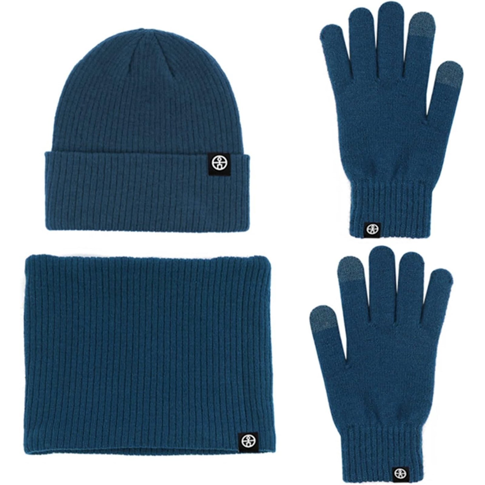 Rirool Winter 3 in 1 Scarf Hat Glove Set for Men Women, Knitted Beanie Hat, Touch Screen Gloves, Fleece Lined Neck Warmer for Cold Weather