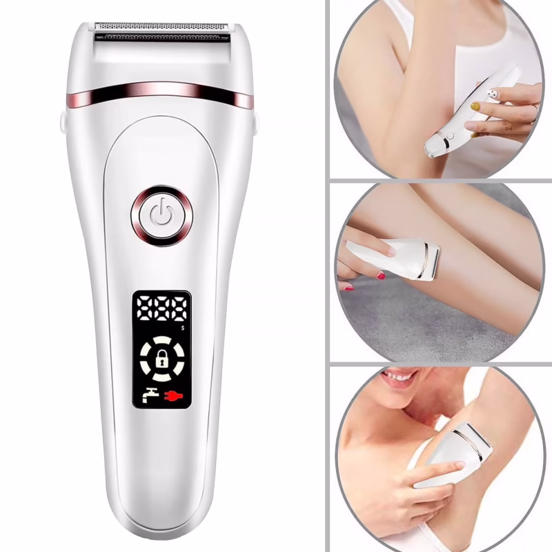 Rirool Electric Razors for Women Electric Shaver for Women Bikini Trimmer Womens Electric Razor Painless Body Hair Removal White