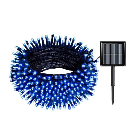 Rirool Solar Christmas Lights Outdoor Waterproof - 100 LED 39ft Blue String Lights with 8 Modes for Garden Party Tree Halloween Decorations