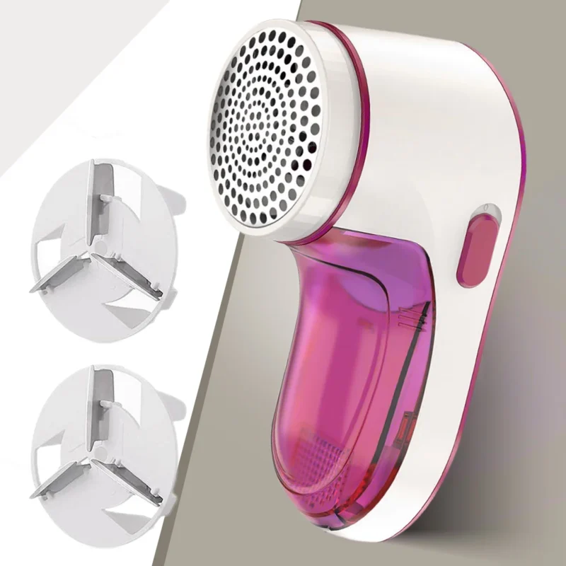 Rirool Electric Lint Remover, USB Rechargeable Fabric Shaver for Clothes, Cordless Bobble Sweater Defuzzer with 3 Blades,Red