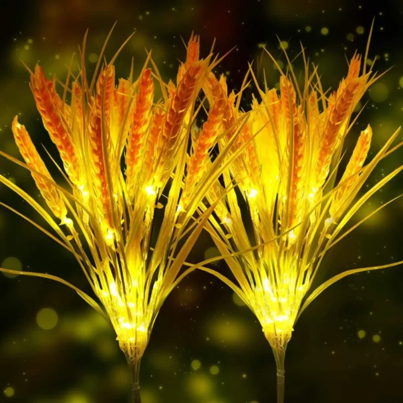 Rirool LED Wheat Ear Solar Lights for Outside, Waterproof Garden Stake Lights, Outdoor Decor Lamp for Patio Backyard Pathway - 2 Pack