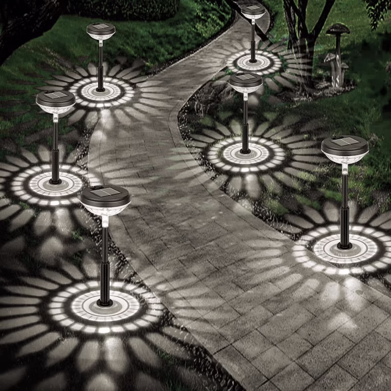 Rirool Outdoor Solar Pathway Lights, 6 Pack Dual Mode Waterproof LED Solar Lights for Walkway Yard Garden Lawn Patio - White & Multi-Color