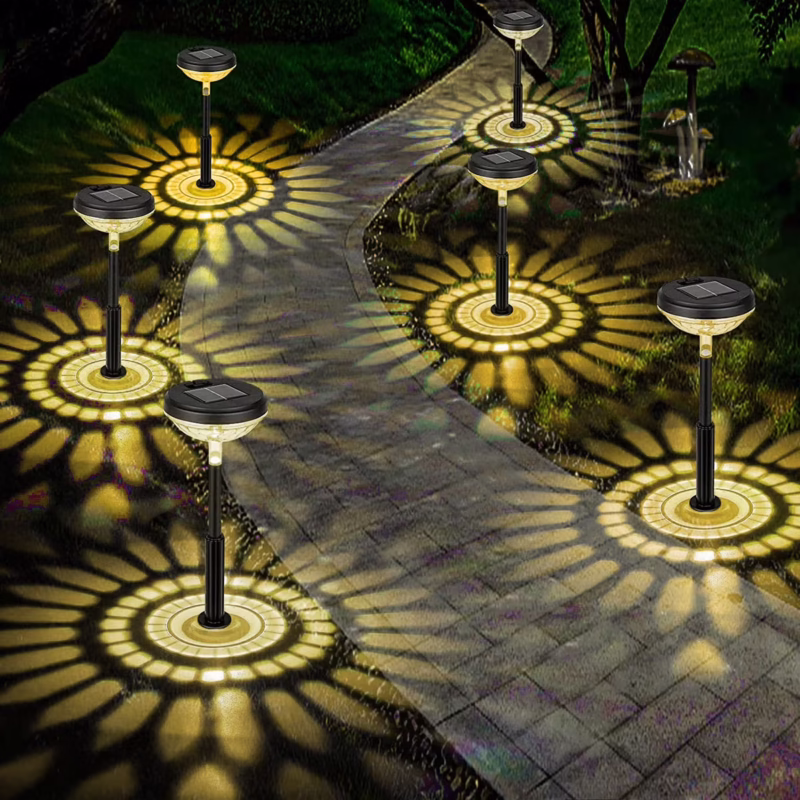 Rirool Outdoor Solar Pathway Lights, 6 Pack Dual Mode Waterproof LED Solar Lights for Walkway Yard Garden Lawn Patio - Warm White & Multi-Color