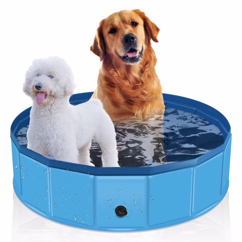 Portable Foldable Dog Pool, 63" x 12" Slip-Resistant PVC Pet Pool, Collapsible Outdoor Swimming Pool for Large & Small Dogs, Cats, and Kids