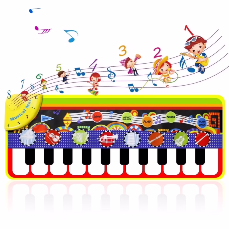 Rirool Kids Piano Dance Mat - Musical Playmat with 8 Instrument Sounds & Touch Keys - Educational Toy for Toddlers 3-7 Years
