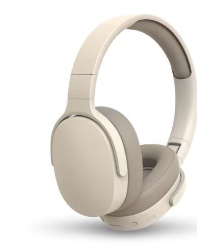 Rirool Wireless Foldable Over-Ear Bluetooth Headphones, 12H Playtime, HiFi Stereo Deep Bass, Built-in Mic - Cream Beige