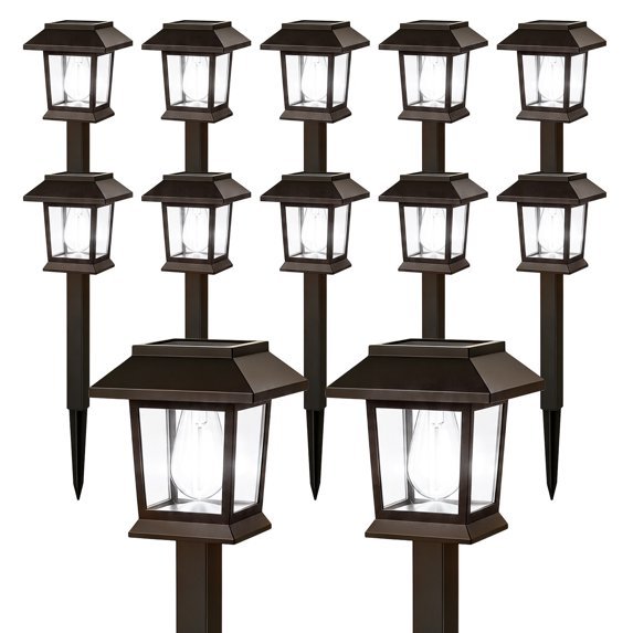 Rirool Solar Pathway Lights Outdoor 12 Pack, 6000K Cool White LED Landscape Lights Waterproof Auto On/Off Solar Garden Lights for Yard Walkway Driveway Patio Path