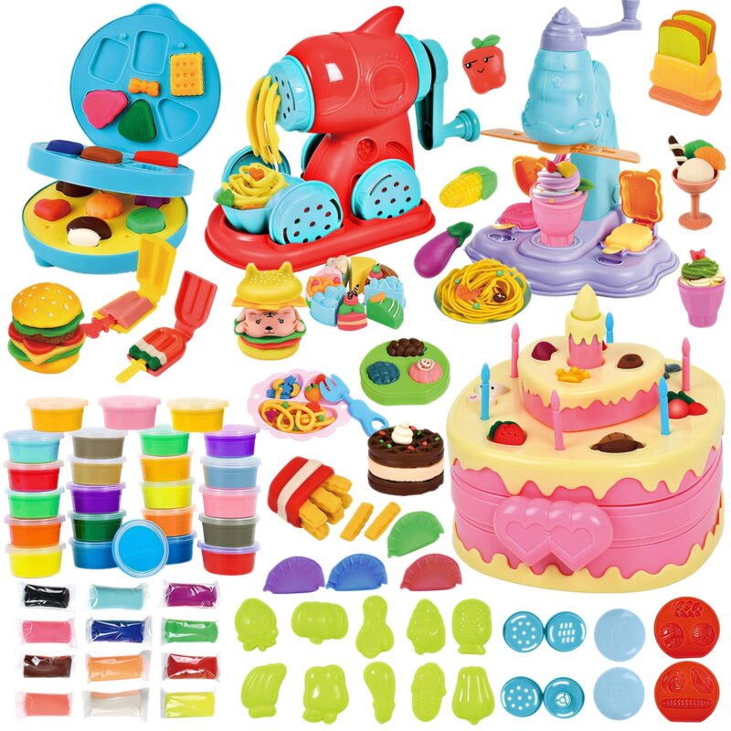 Rirool 102PCS Kids Modeling Clay Set with 36 Colors Play Dough, Ice Cream Maker, Pasta Machine & Tools, Creative Educational Toy Gift for Boys Girls Ages 3-6