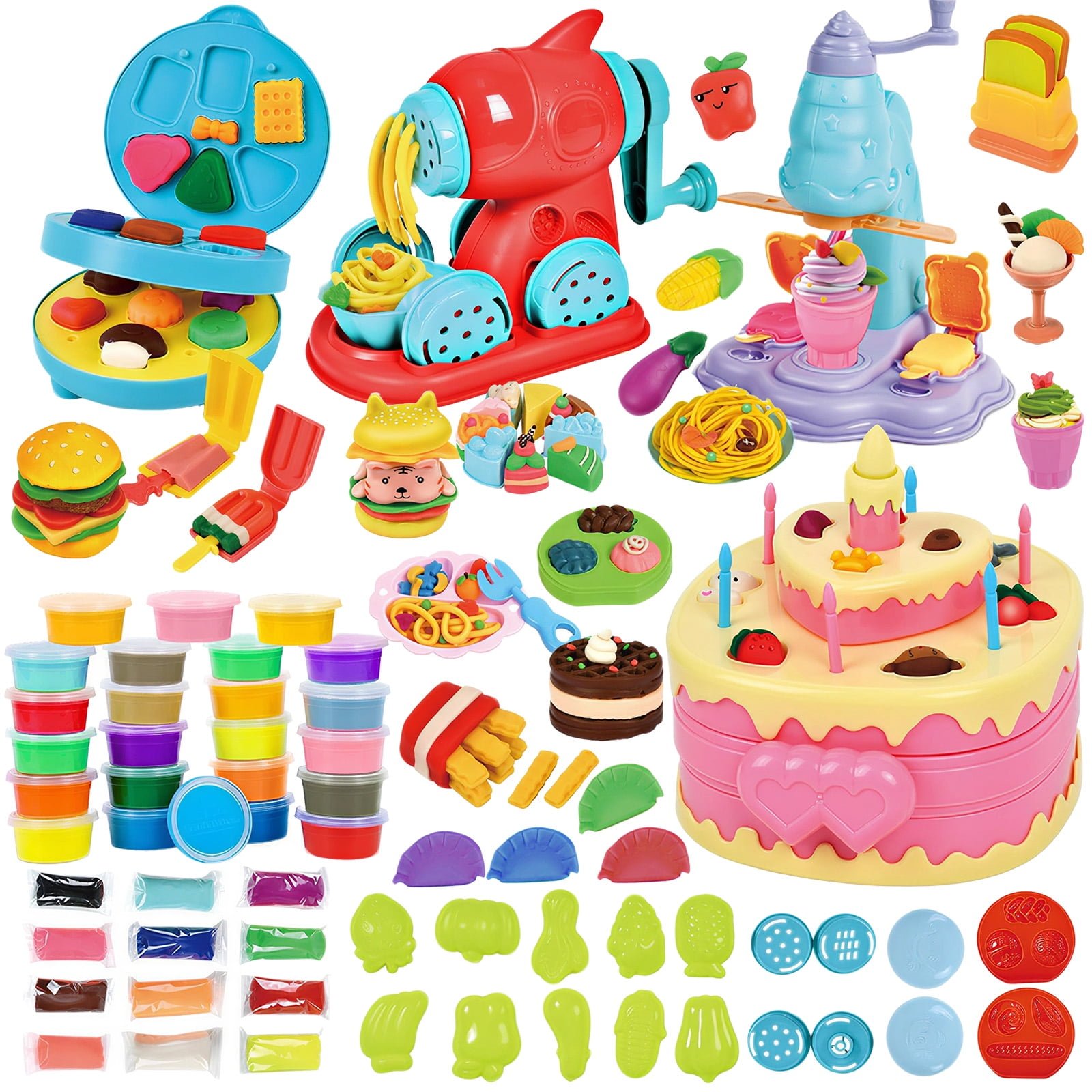 Rirool 102PCS Kids Modeling Clay Set with 36 Colors Play Dough, Ice Cream Maker, Pasta Machine & Tools, Creative Educational Toy Gift for Boys Girls Ages 3-6