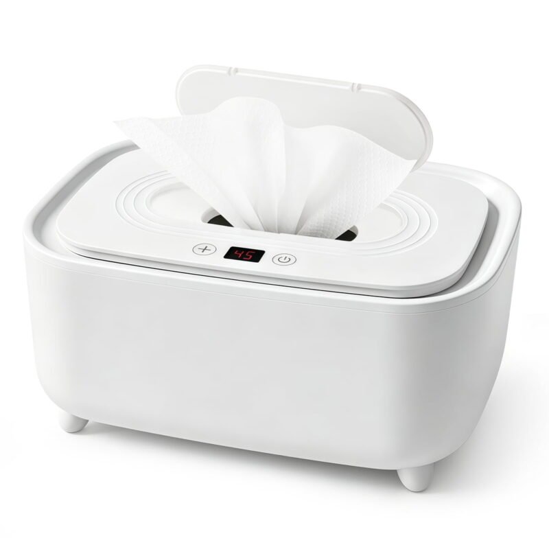 Rirool Baby Wipe Warmer, Large Capacity Wet Wipes Heater with Constant Temperature Heating, PP Diaper Wipe Dispenser for Nursery, Pearl White
