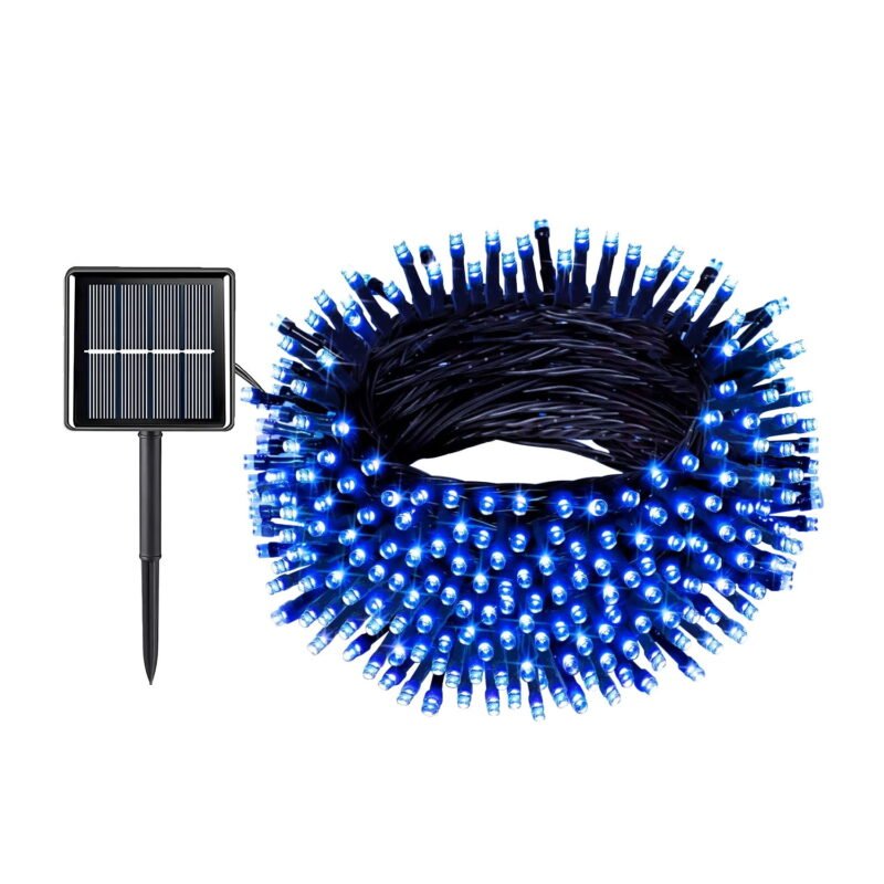 Rirool 39ft Outdoor Solar Fairy Lights - 100 LED Waterproof String Lights for Christmas Wedding, Halloween, Party Decorations - Blue