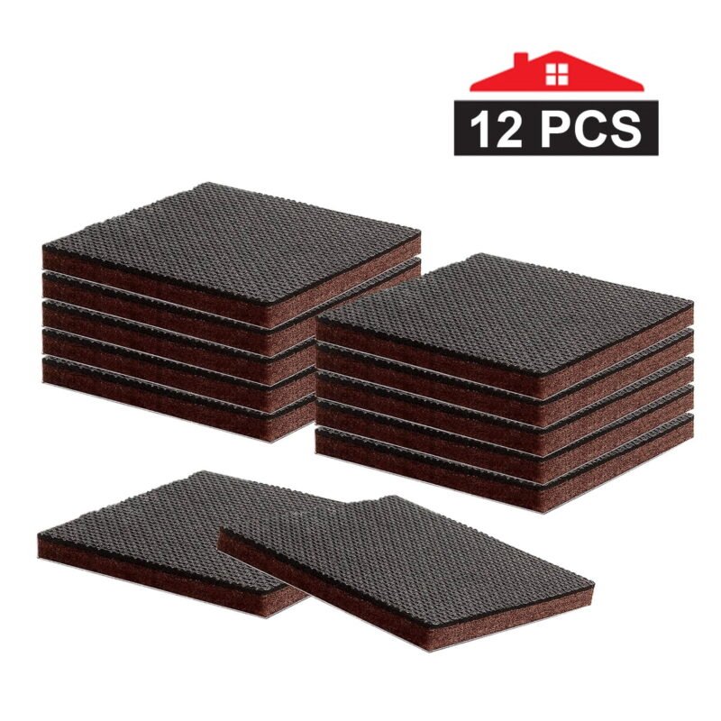Rirool Non-Slip Furniture Pads - Premium 12pcs 3" Pad - Best Grippers - Self-Adhesive Rubber Feet - Floor Protectors