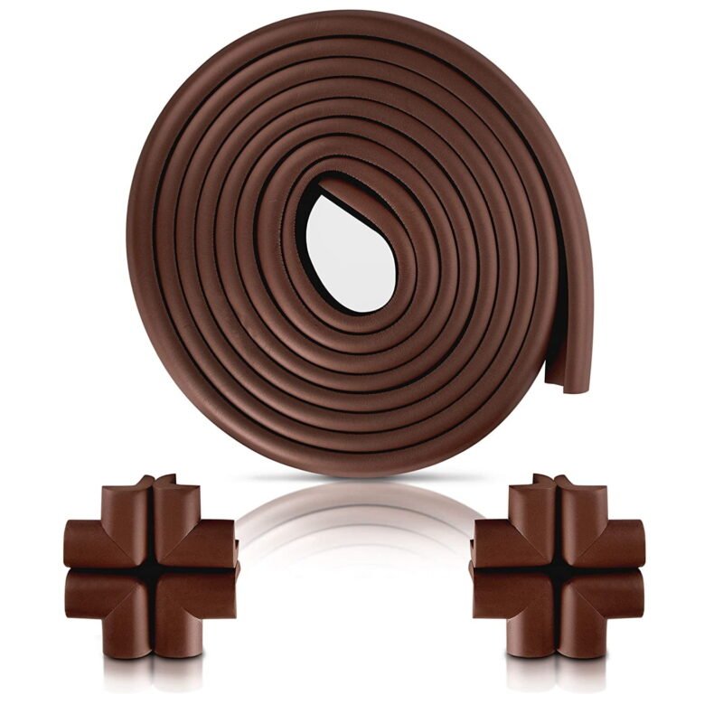 Rirool Home Safety Set - Table Edge Guard and Corner Protectors Kit, 16.5 ft Edge Guard, 8pcs Corner Protectors, Double-Sided Tape - Brown