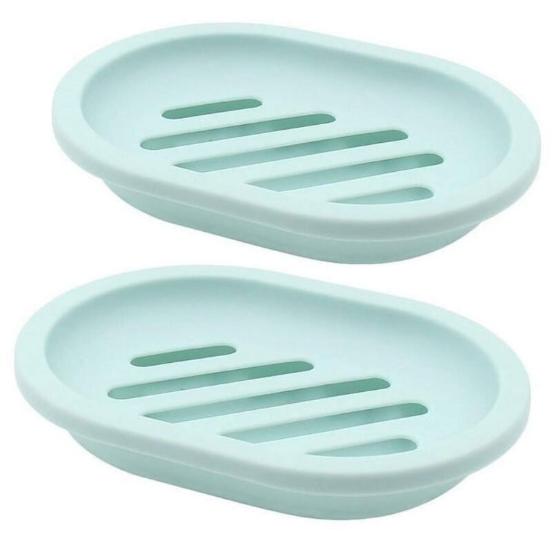 Rirool 2-Pack Soap Dish with Drain, Soap Holder, Soap Saver, Easy Cleaning, Dry, Stop Mushy Soap (Green)