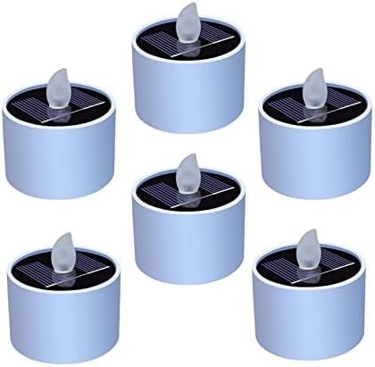 Rirool 6-Pack Solar Flameless Tea Lights, Waterproof Warm White Flickering LED Candles with Automatic Light Sensor for Wedding, Patio, Garden, Camping, Party, Home and Holiday Decor