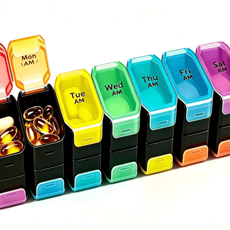 Rirool Extra Large Weekly Pill Organizer 2 Times a Day, 14 Compartments AM PM Medicine Box with Rainbow Day Labels, Secure Snap Lids for Vitamins, Supplements, Home and Travel