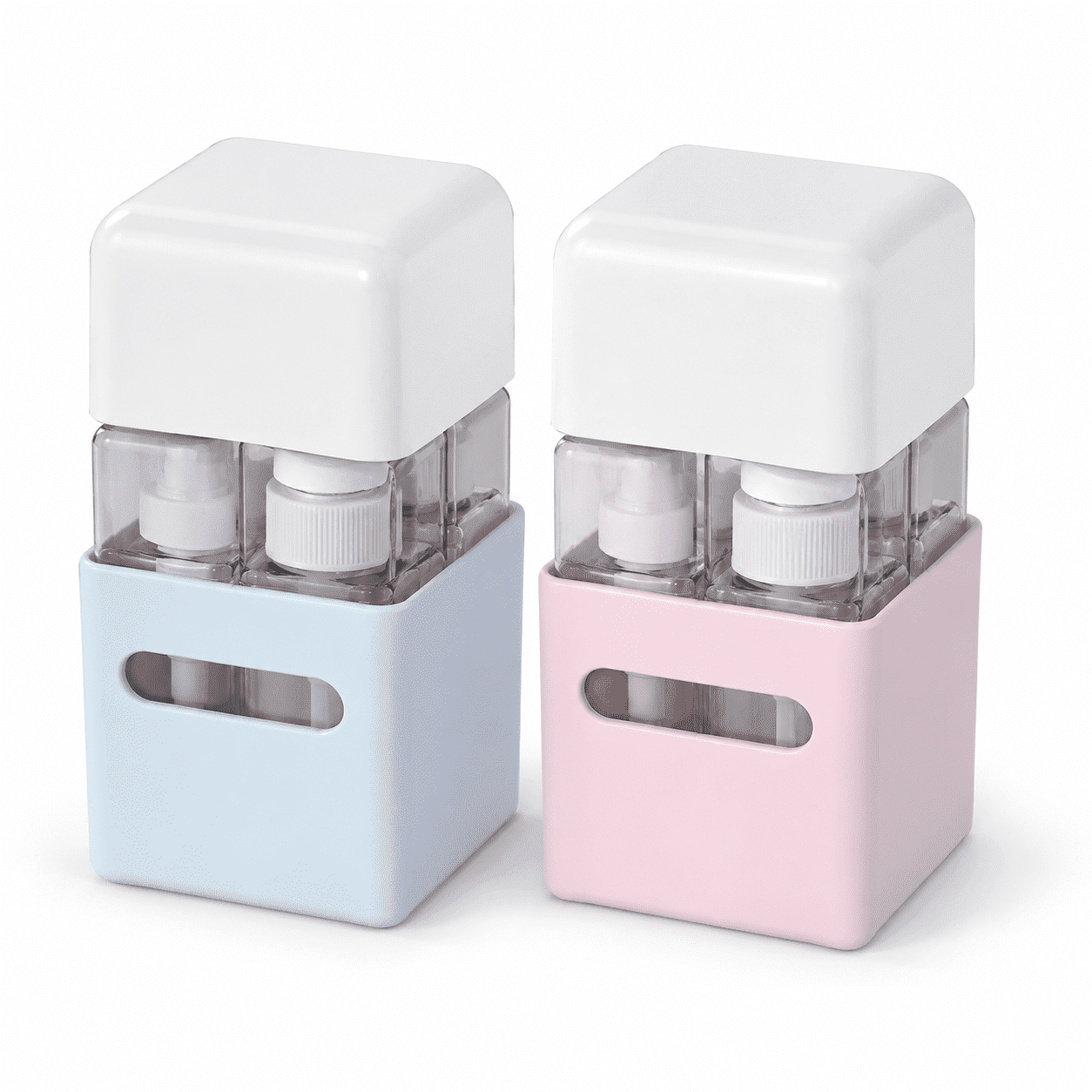 Rirool 4-in-1 Travel Toiletry Bottles Set, Leak Proof Refillable Cosmetic Containers with Pump & Spray Bottles, TSA Approved Shampoo Lotion Containers