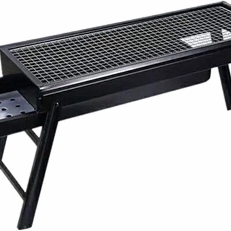Rirool Long-Style Portable Charcoal BBQ Grill with Foldable Metal Build, Outdoor Barbecue Surface and Easy Transport Format for Backyard, Camping, Picnic and Travel CookingSui