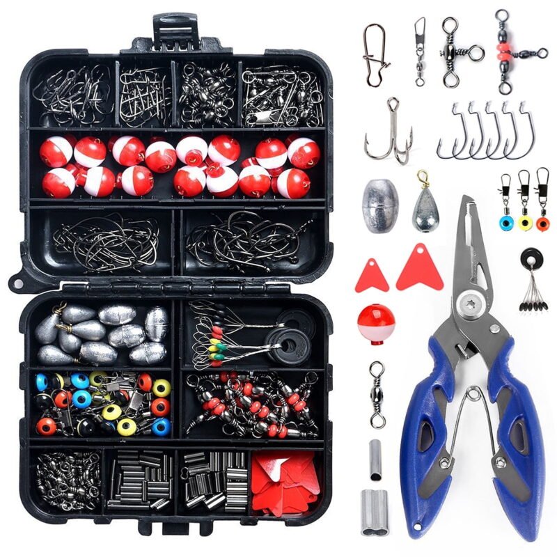 Rirool 264-Piece Premium Fishing Accessory Kit with Heavy-Use Mix of Lures, Hooks, Weights and Carry Components for Outdoor Practice and Weekend Angler VarietySuitable for hom