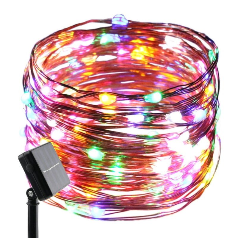 Powered Copper Wire Led String Lights, 33FT 100 LEDs Waterproof 8 Modes Decorative Fairy Lights for Outdoor Christmas Garden Patio Yard (Multicolor)