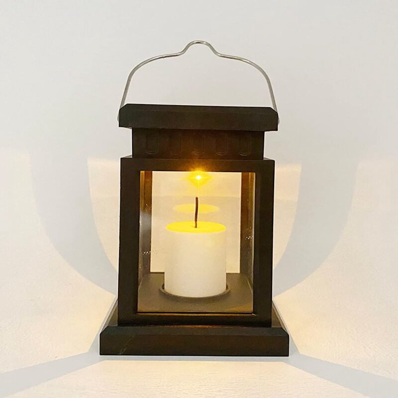 Rirool 2-Pack Solar Hanging Lanterns with Warm Flickering Candle Light, Weather-Resistant Outdoor LED Lights with Handles for Patio, Garden, Yard, Deck, Tree, Camping and Pathway Decor