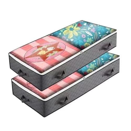 Rirool 4-Pack Gray Under Bed Storage Bags with Zipper Closures and Clear Viewing Windows, Foldable Closet Organizers for Clothing, Blankets, Bedding, Linens, Shoes and Seasonal Items