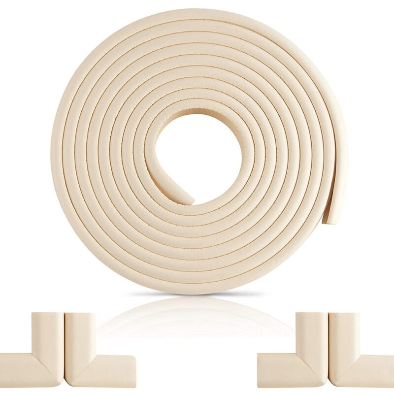 Rirool Home Safety Set - Table Edge Guard and Corner Protectors Kit, 16.5 ft Edge Guard, 8pcs Corner Protectors, Double-Sided Tape - White
