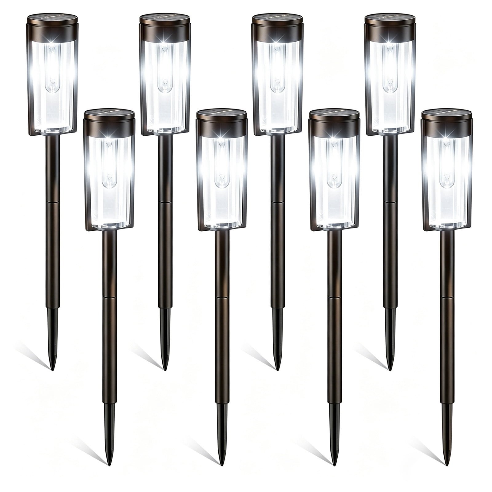 Rirool Solar Pathway Lights Outdoor 8 Pack, 6000K Warm White LED Landscape Lights, IP65 Waterproof Solar Garden Lights Auto On/Off for Walkway Driveway Yard Patio