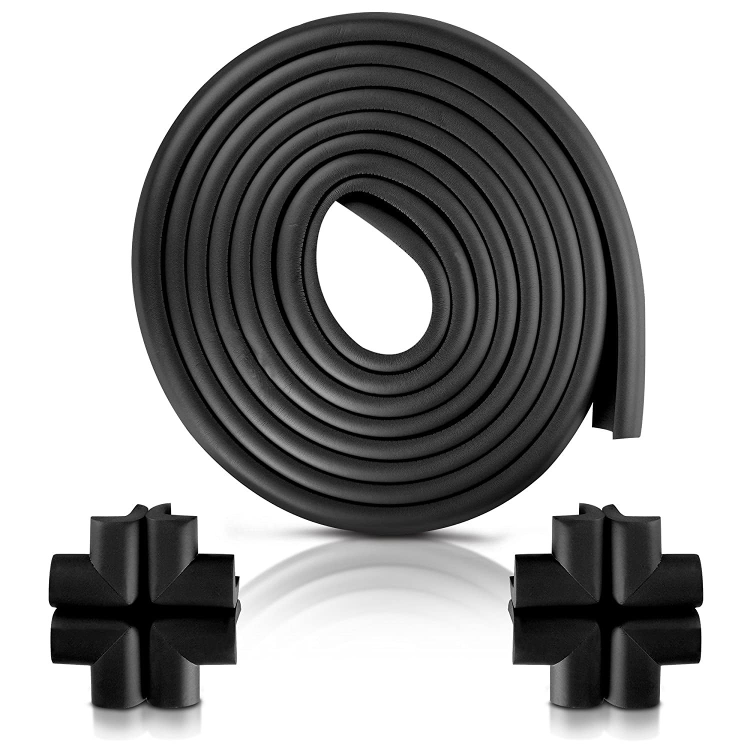 Rirool Home Safety Set - Table Edge Guard and Corner Protectors Kit, 16.5 ft Edge Guard, 8pcs Corner Protectors, Double-Sided Tape - Black