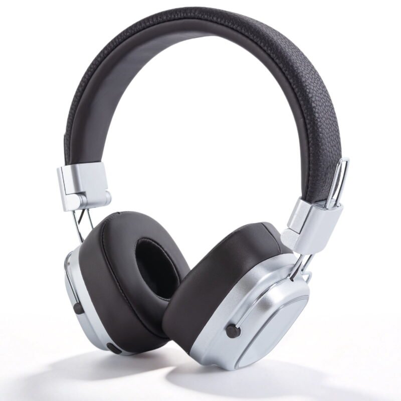 Rirool Retro Bluetooth 5.3 Over-Ear Headphones, Wireless Stereo Headset with Deep Bass, 15H Playtime, Built-in Mic, Type-C Charging, Adjustable Headband, Silver Black