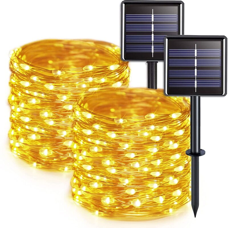 Rirool Solar String Lights Outdoor - 66 Feet, 200 LED 8 Modes Fairy Lights (Warm White)