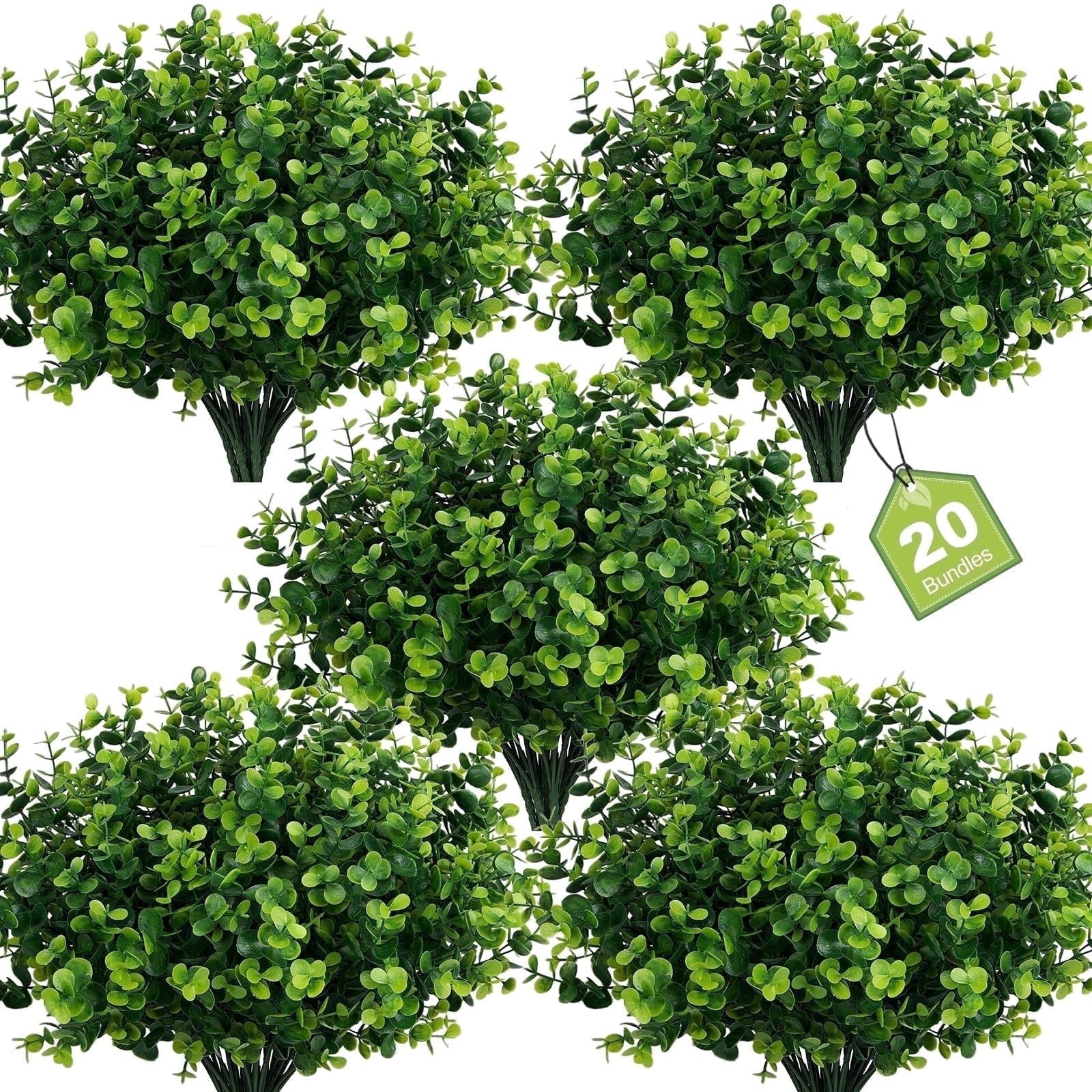 Rirool 20-Piece Artificial Eucalyptus Flower Set with Green and Cream Tones, Soft Petal Texture for Home Decor, Nursery Styling, Birthday Gifts and Lightweight Indoor Floral Arrangements