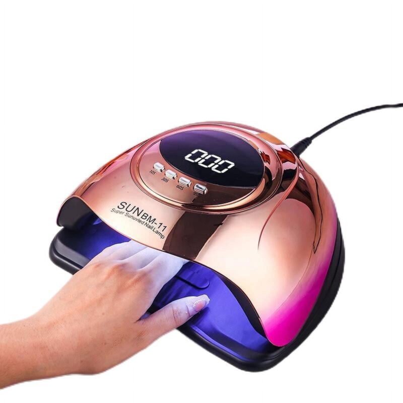 Rirool 280W Gold UV LED Nail Lamp with 66 Beads, Automatic Hand Sensor, Digital Display and Four Timer Settings for Fast Gel Polish Curing, Professional Manicure Salon and Home Nail Care